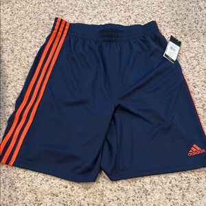 Adidas Dark Blue Shorts with Orange Stripes NWT 18/20